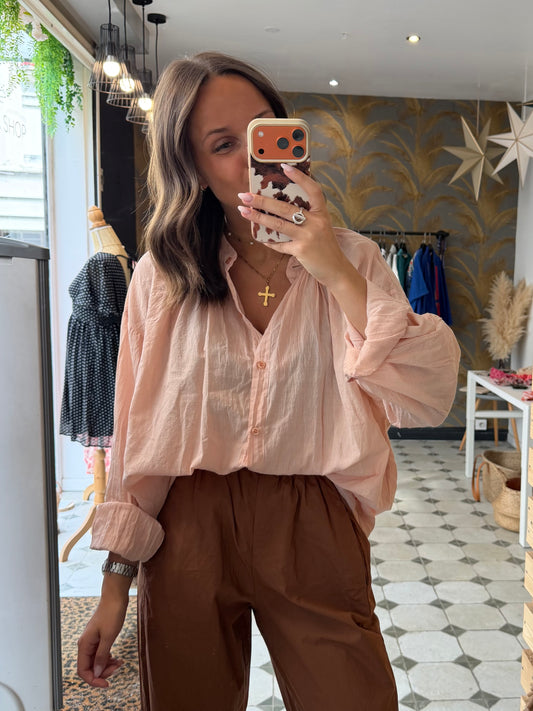 Chemise Clémentine rose poudrée - Johanna Paris