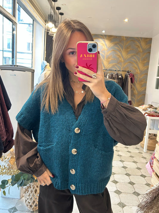 Gilet Jamie bleu canard - Johanna Paris
