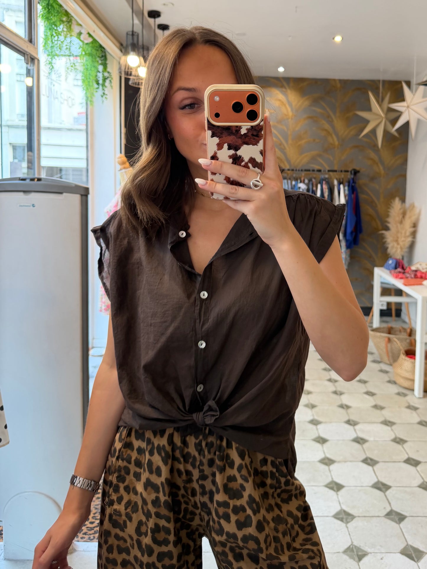 Blouse sans manches Myla chocolat - Johanna Paris