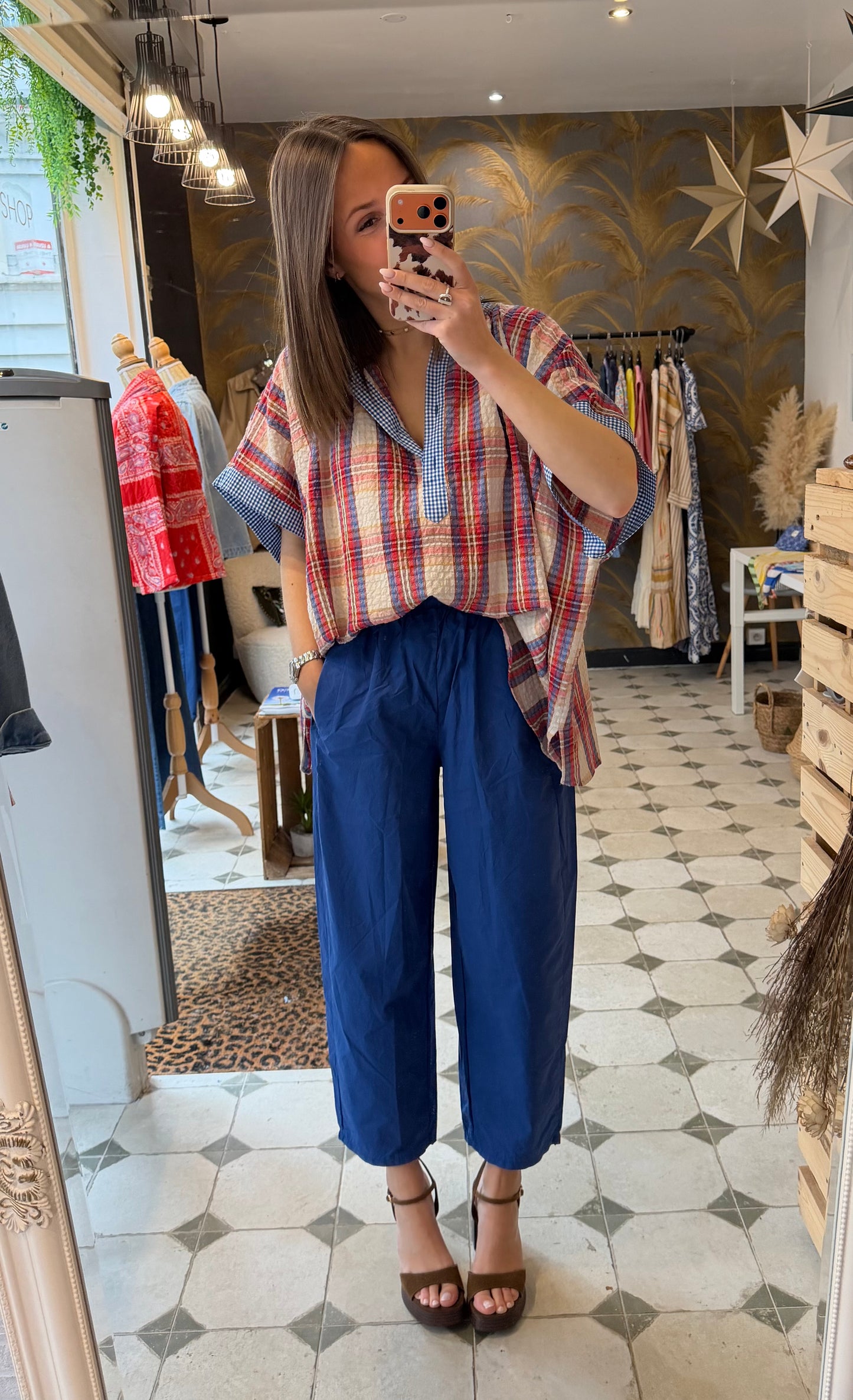 Pantalon Magique en toile fine bleu électrique - Johanna Paris