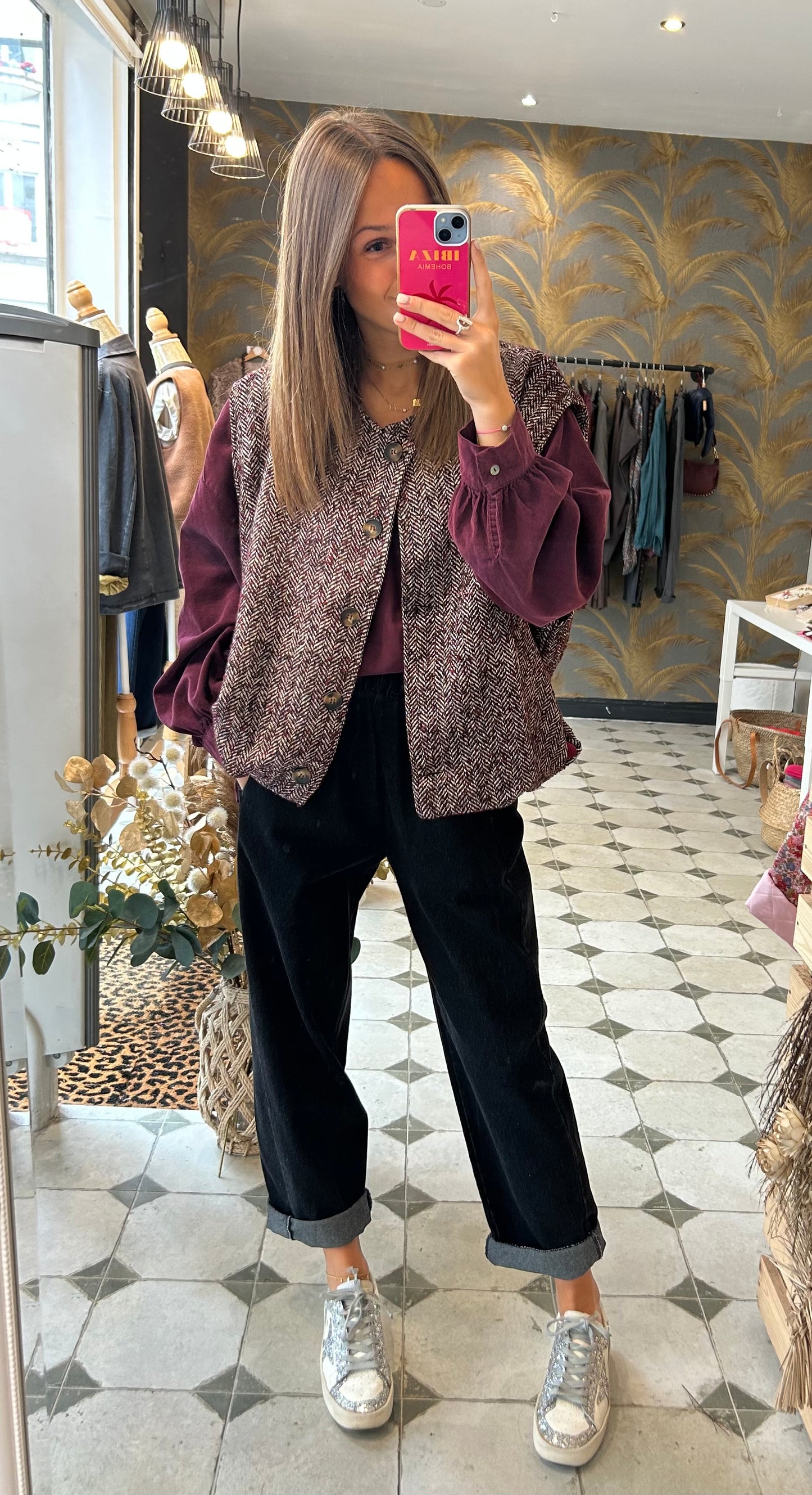 Gilet sans manches Albane prune  - Johanna Paris
