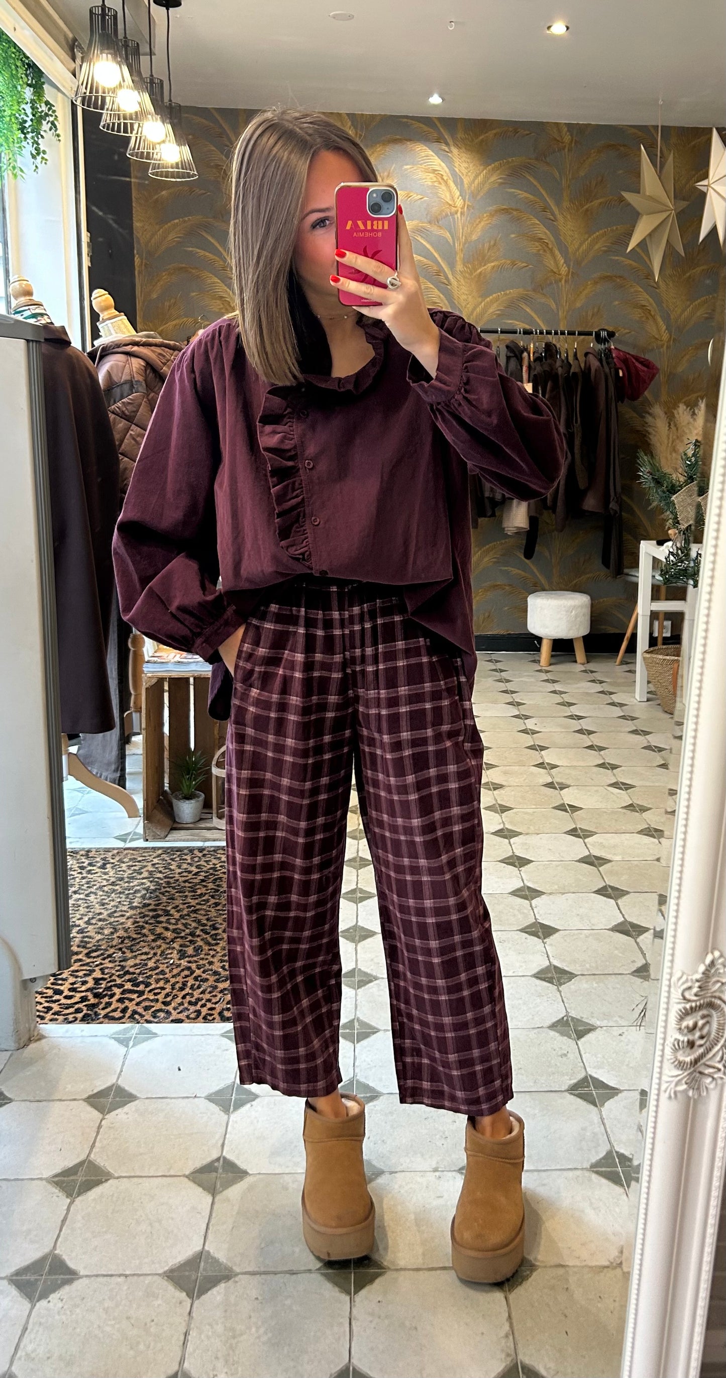 Blouse en velours Isabelle prune - Johanna Paris