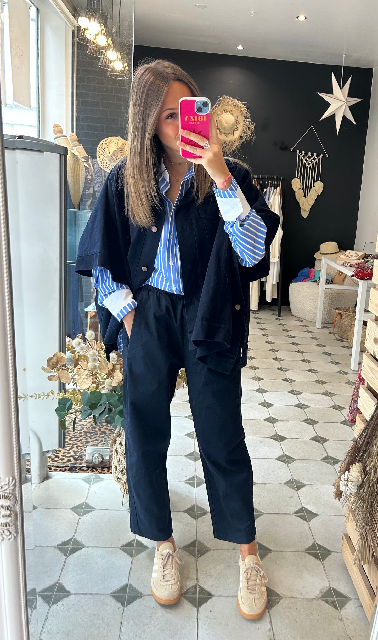 Veste / Cape en jean bleu marine - Johanna Paris