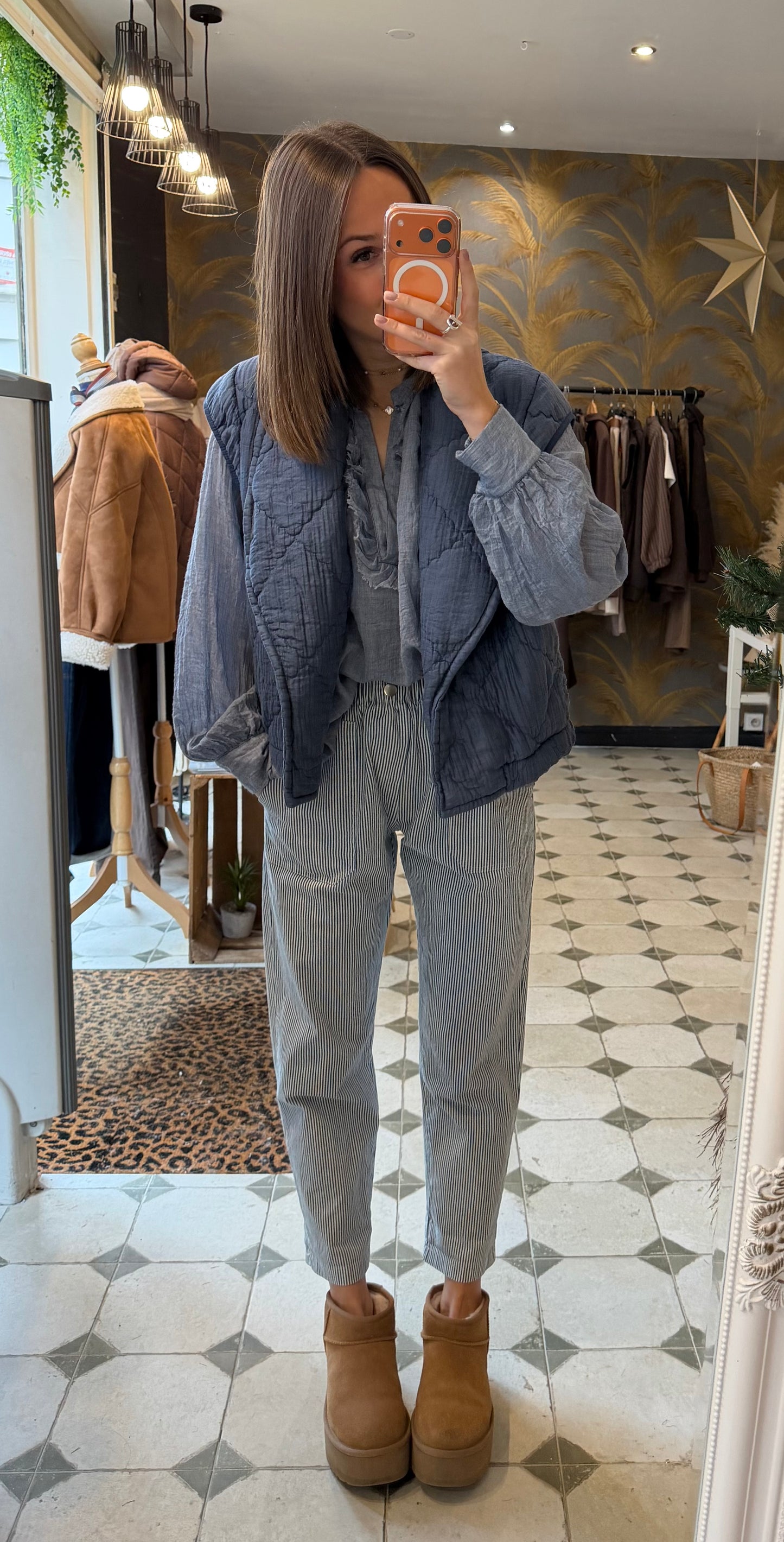 Pantalon rayé en toile - Johanna Paris
