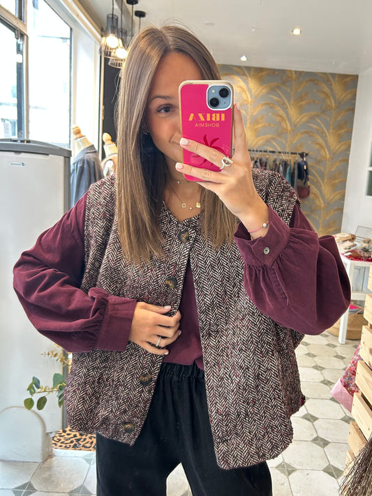 Gilet sans manches Albane prune  - Johanna Paris