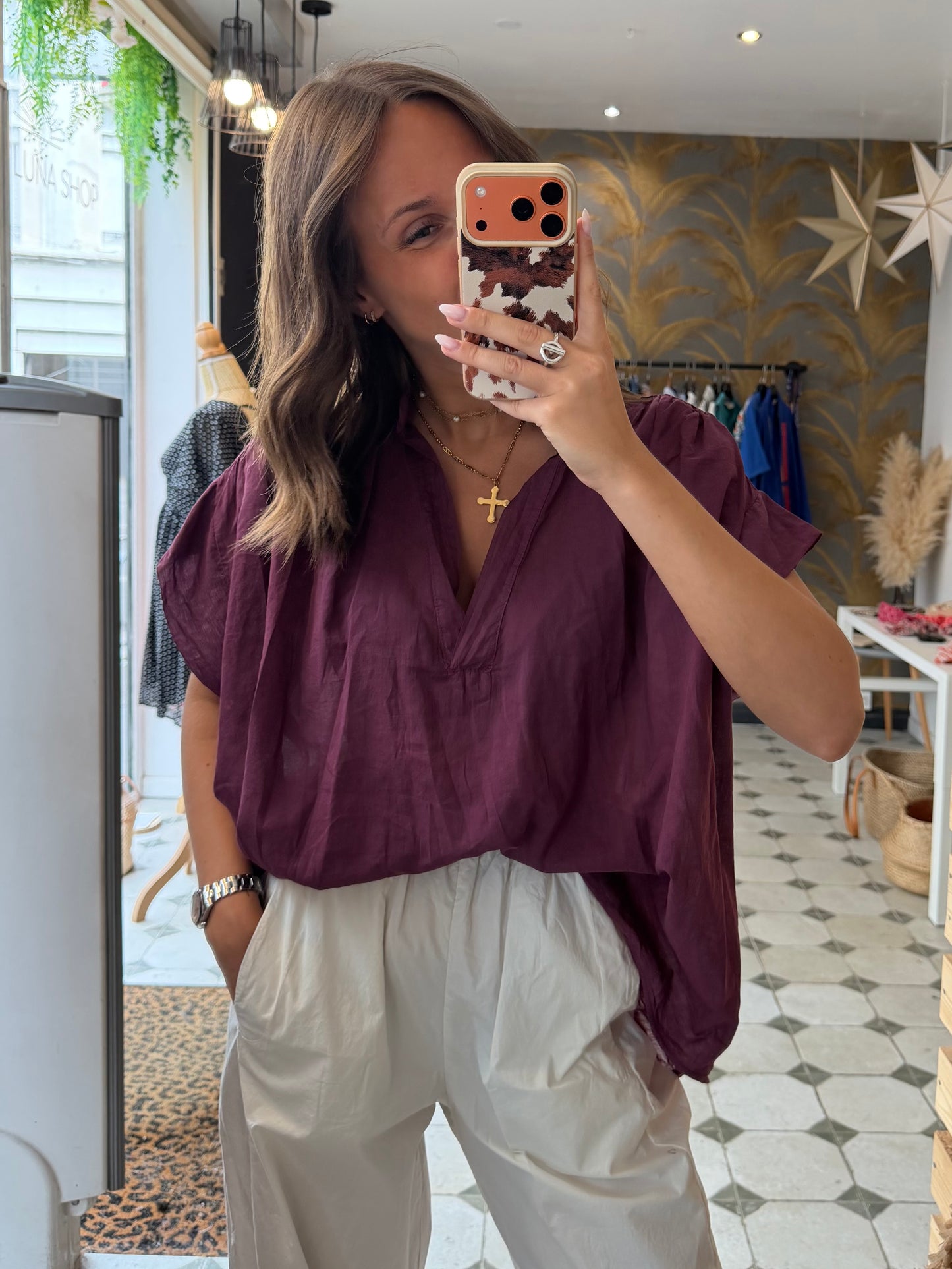 Blouse sans manches Lila prune - Johanna Paris