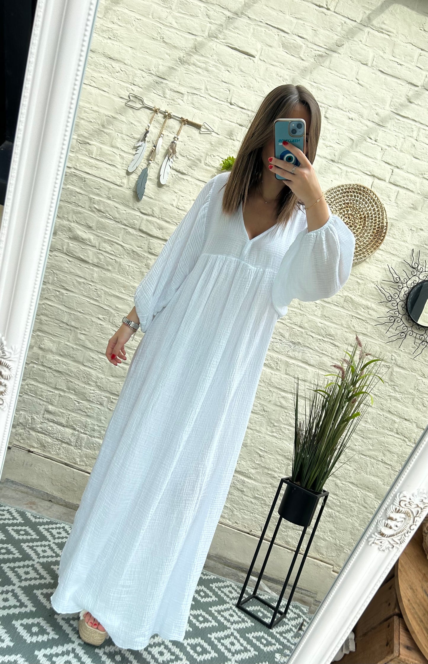 Robe longue en gaze de coton