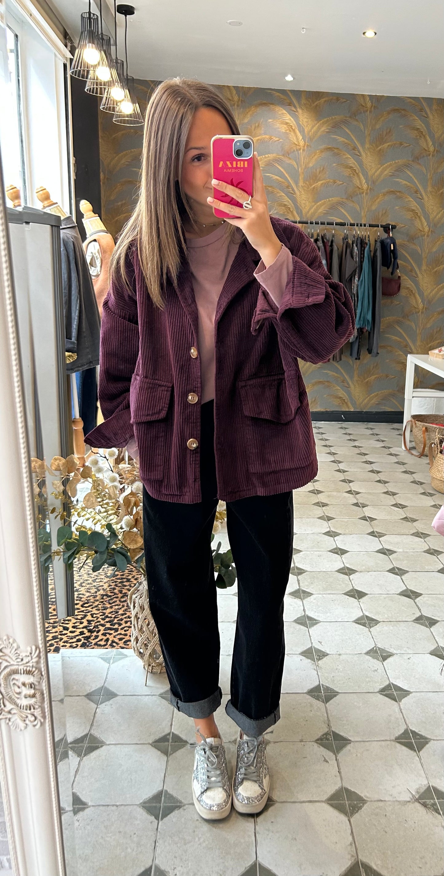 Veste en velours Mélissa prune - Johanna Paris