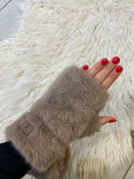 Mitaines en fourrure - taupe