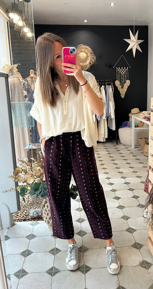 Pantalon Magique Flowers prune - Johanna Paris