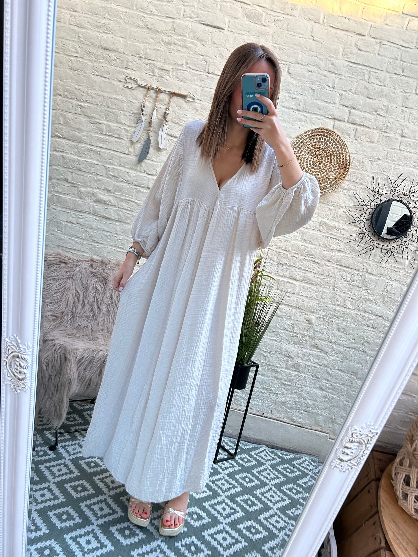 Robe longue en gaze de coton