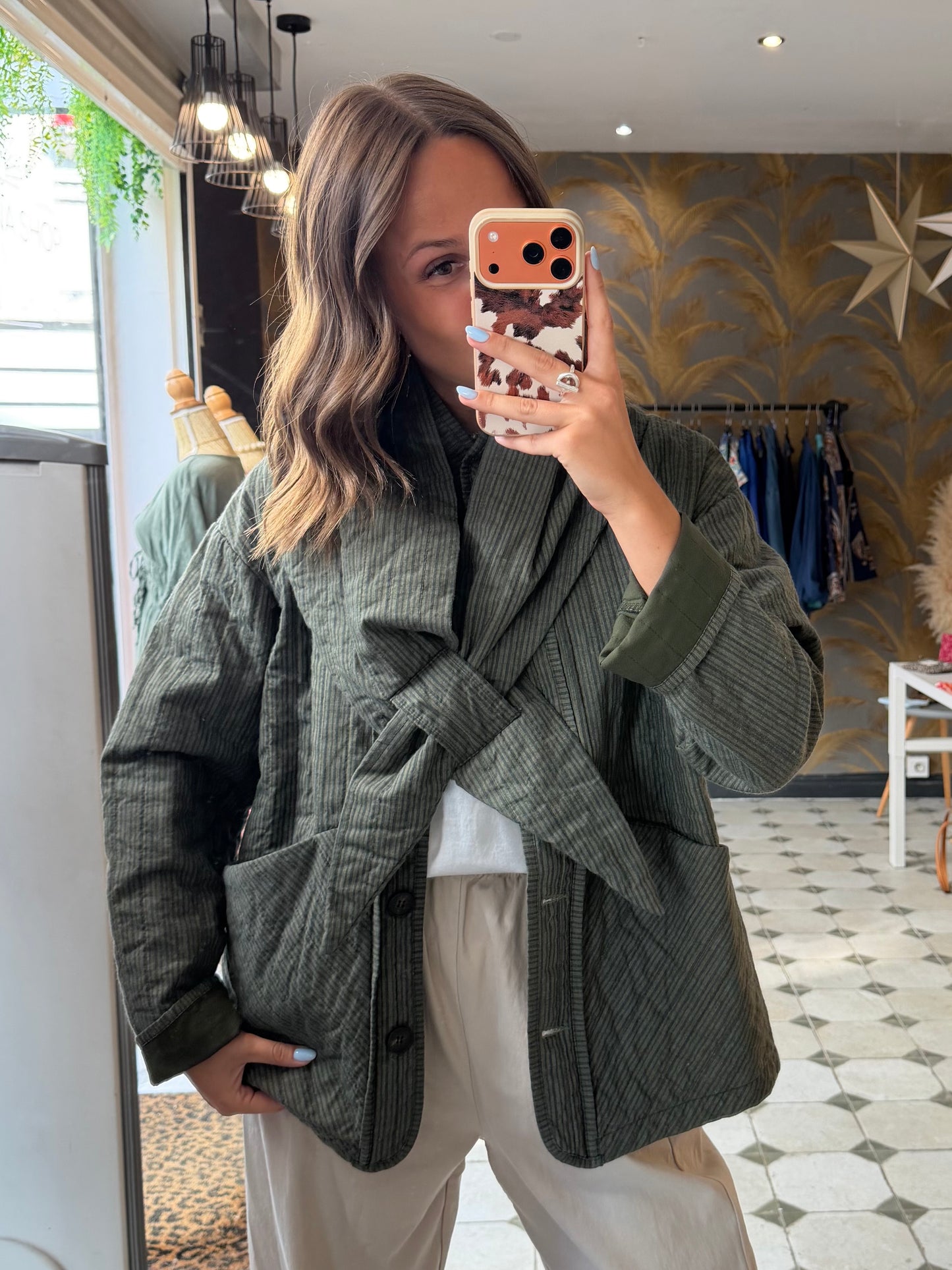 Veste avec écharpe kaki - Johanna Paris