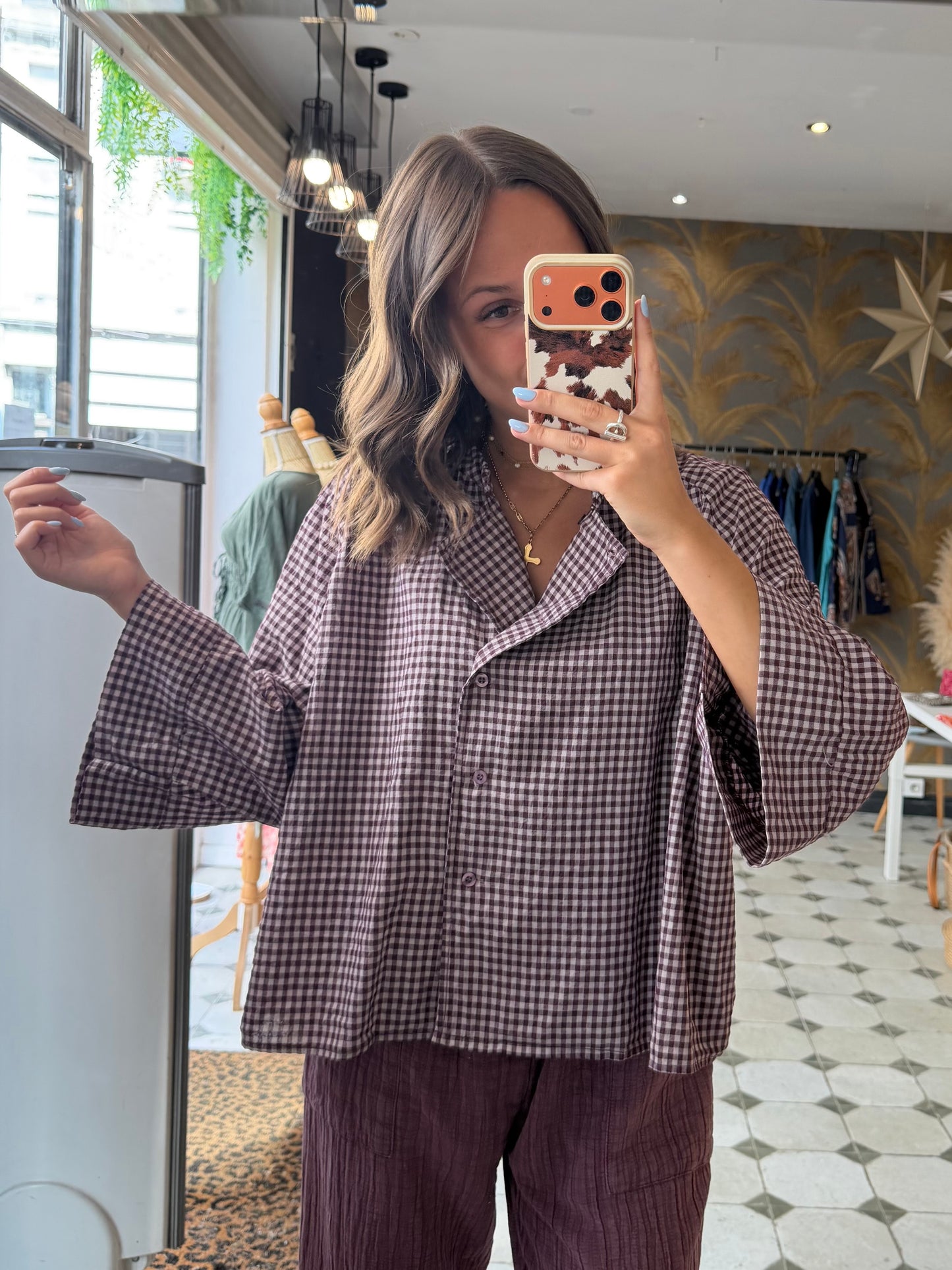 Blouse à carreaux prune - Johanna Paris