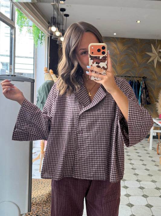 Blouse Willow à carreaux prune - Johanna Paris