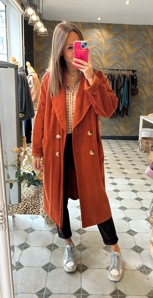 Trench en velours brique - Johanna Paris