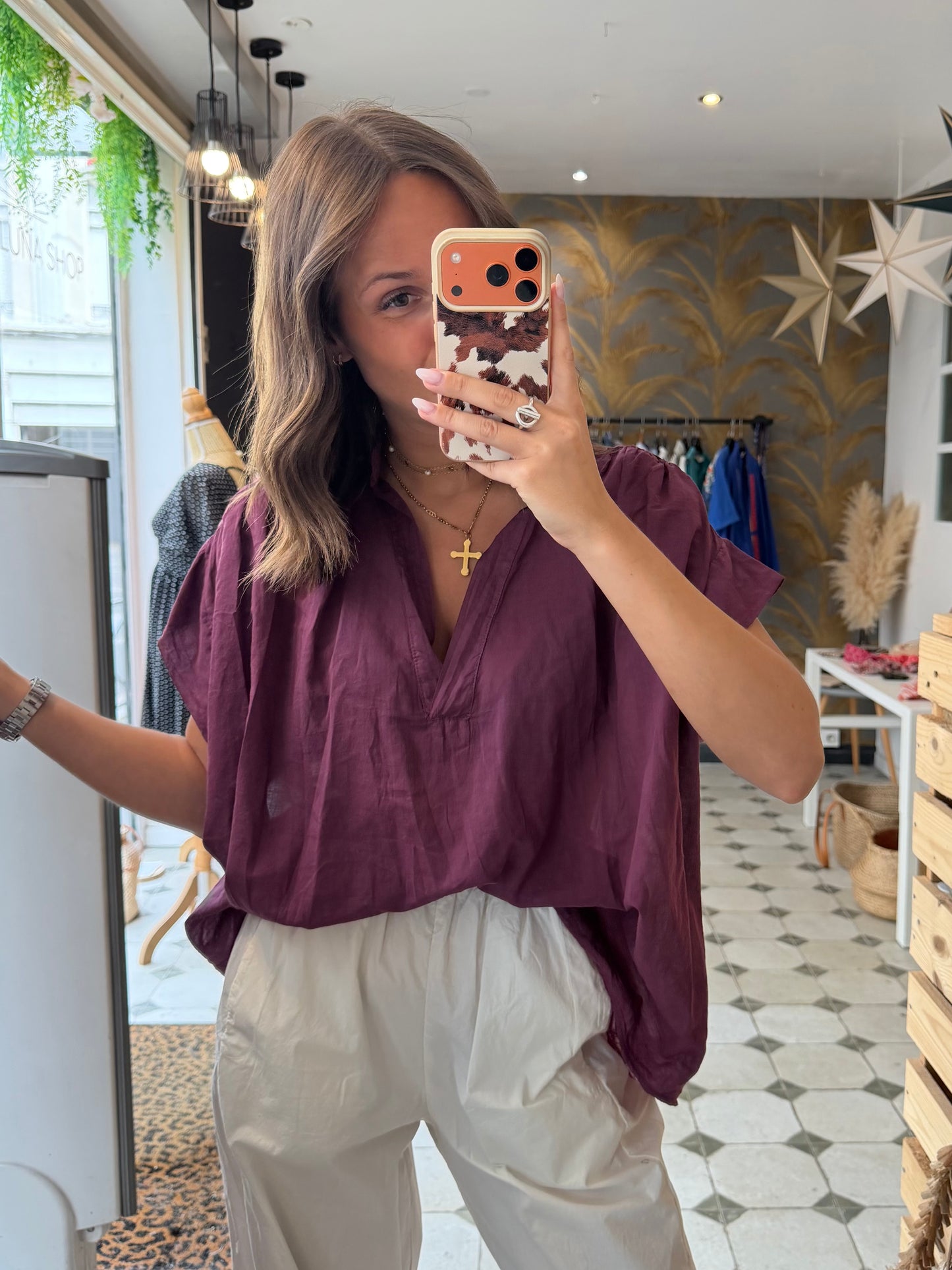 Blouse sans manches Lila prune - Johanna Paris
