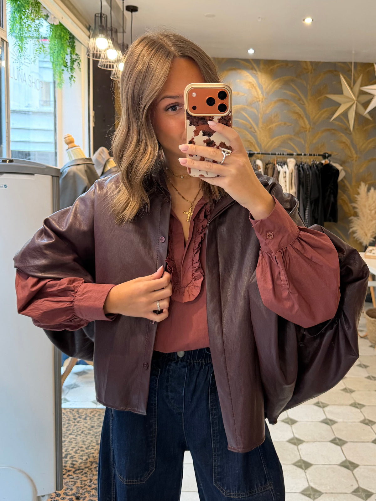 Chemise en similicuir bordeaux - Johanna Paris