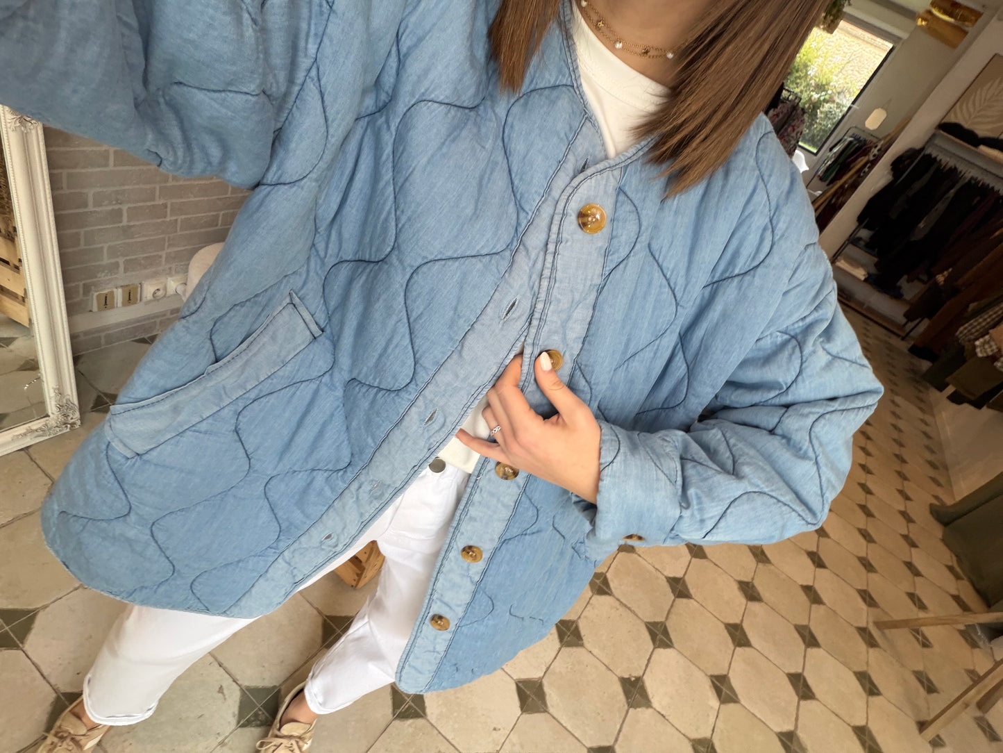 Veste matelassée en jean Anaïs - Johanna Paris