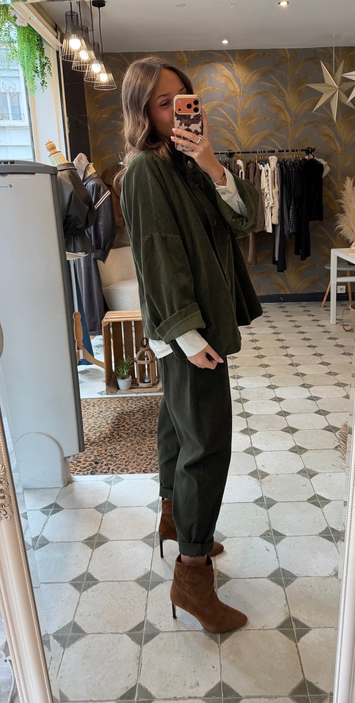Veste Nola kaki en velours - Johanna Paris