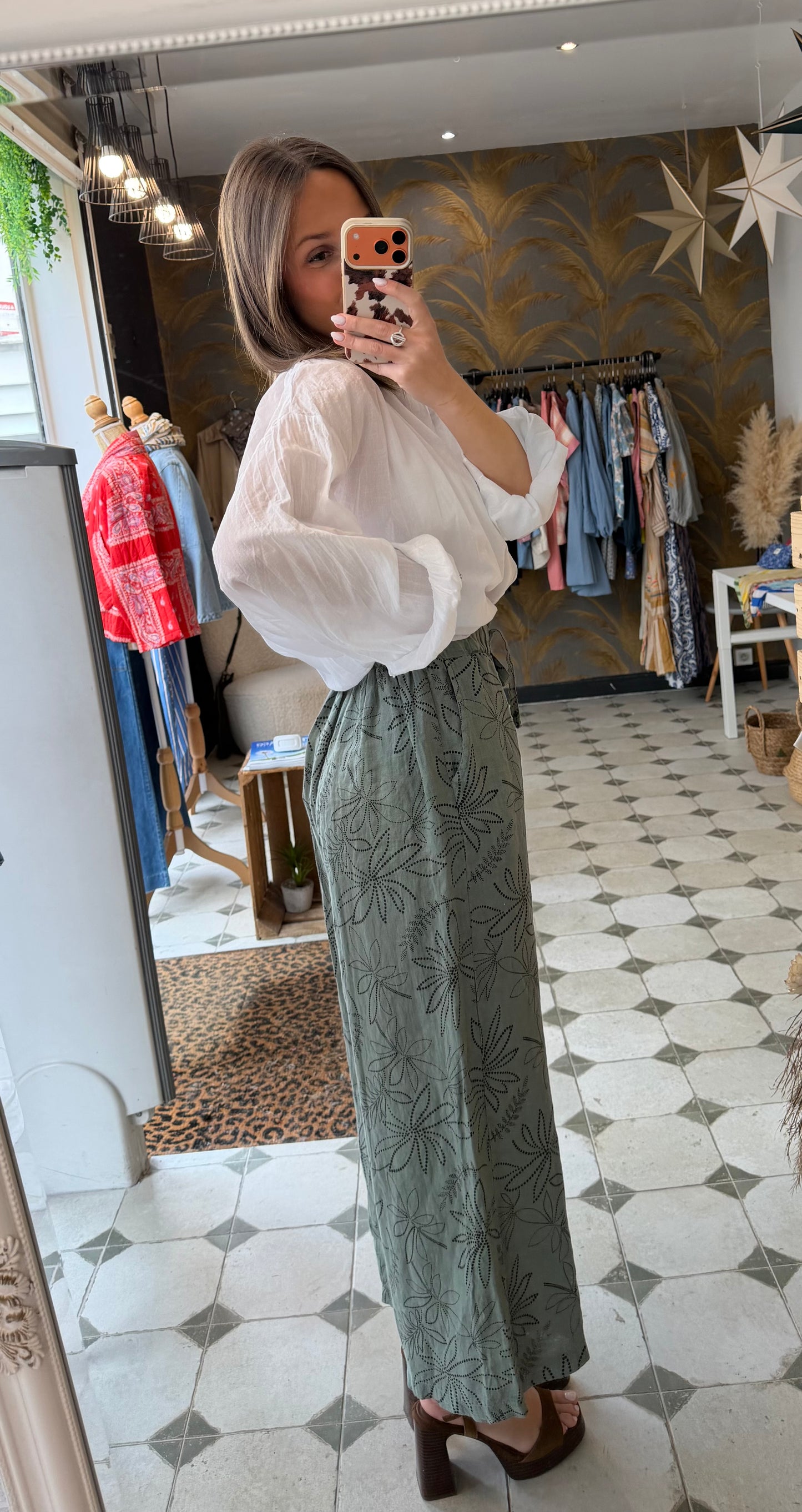 Pantalon fluide Palm kaki - Johanna Paris