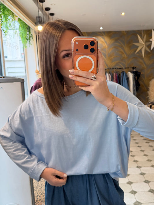 T-Shirt Col Bateau bleu clair - Johanna Paris