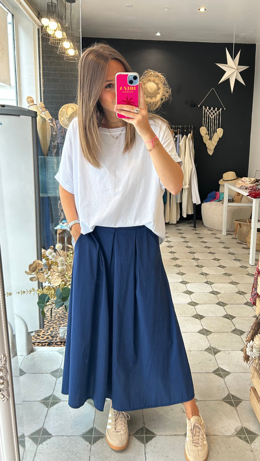 Jupe longue Marlène bleu marine - Johanna Paris