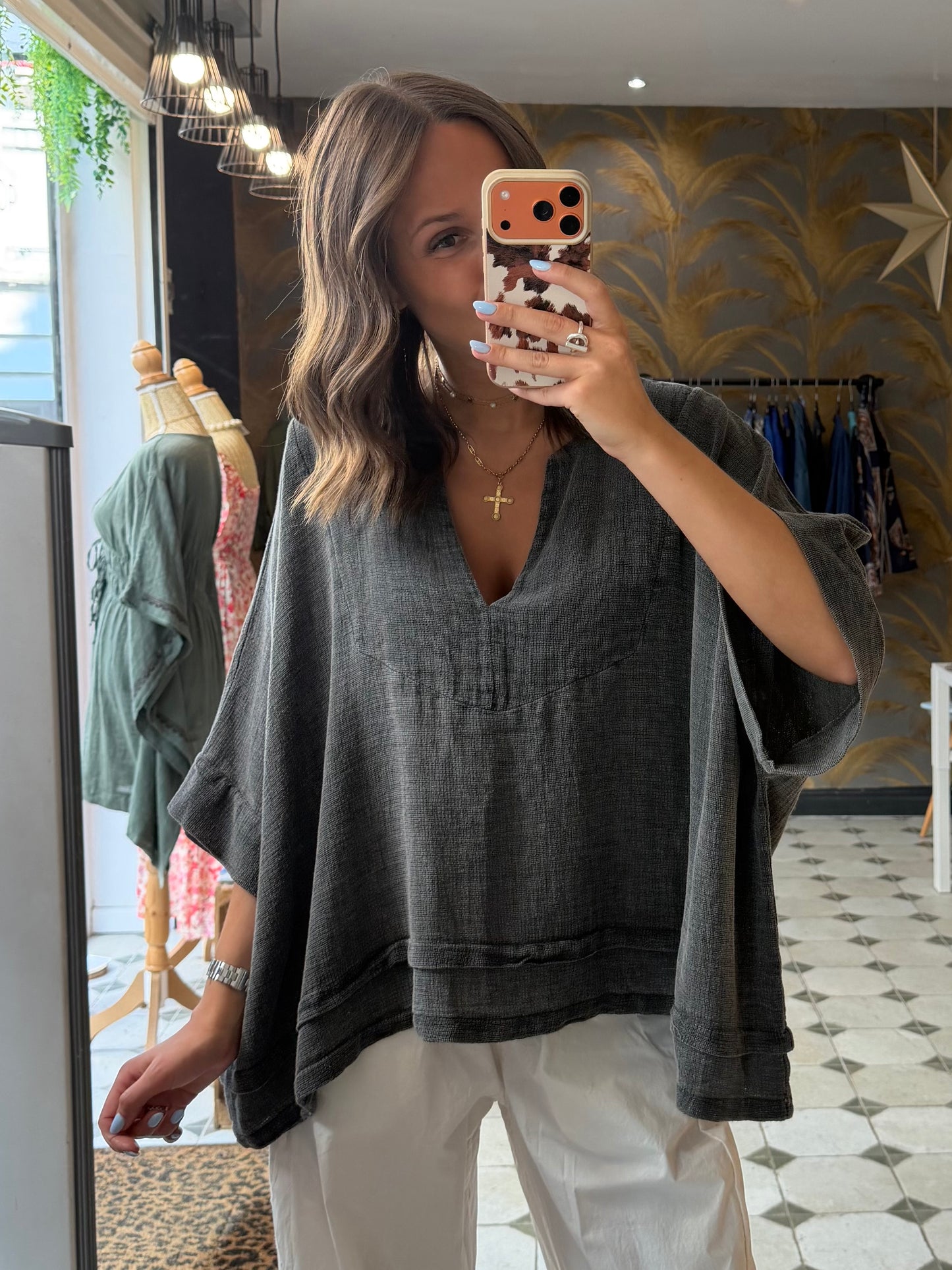 Blouse grise asymétrique - Johanna Paris