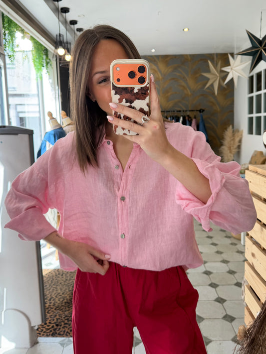 Chemise Lino rose - Johanna Paris