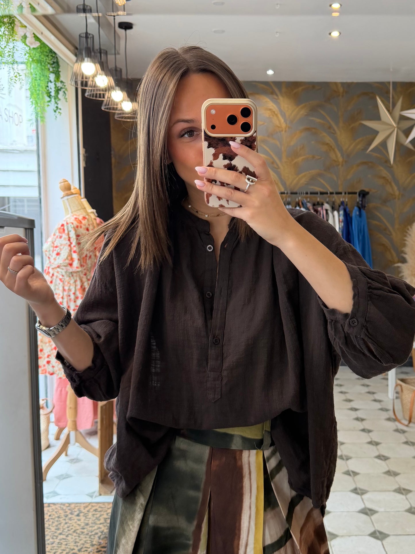 Chemise Ava en Garza chocolat - Johanna Paris