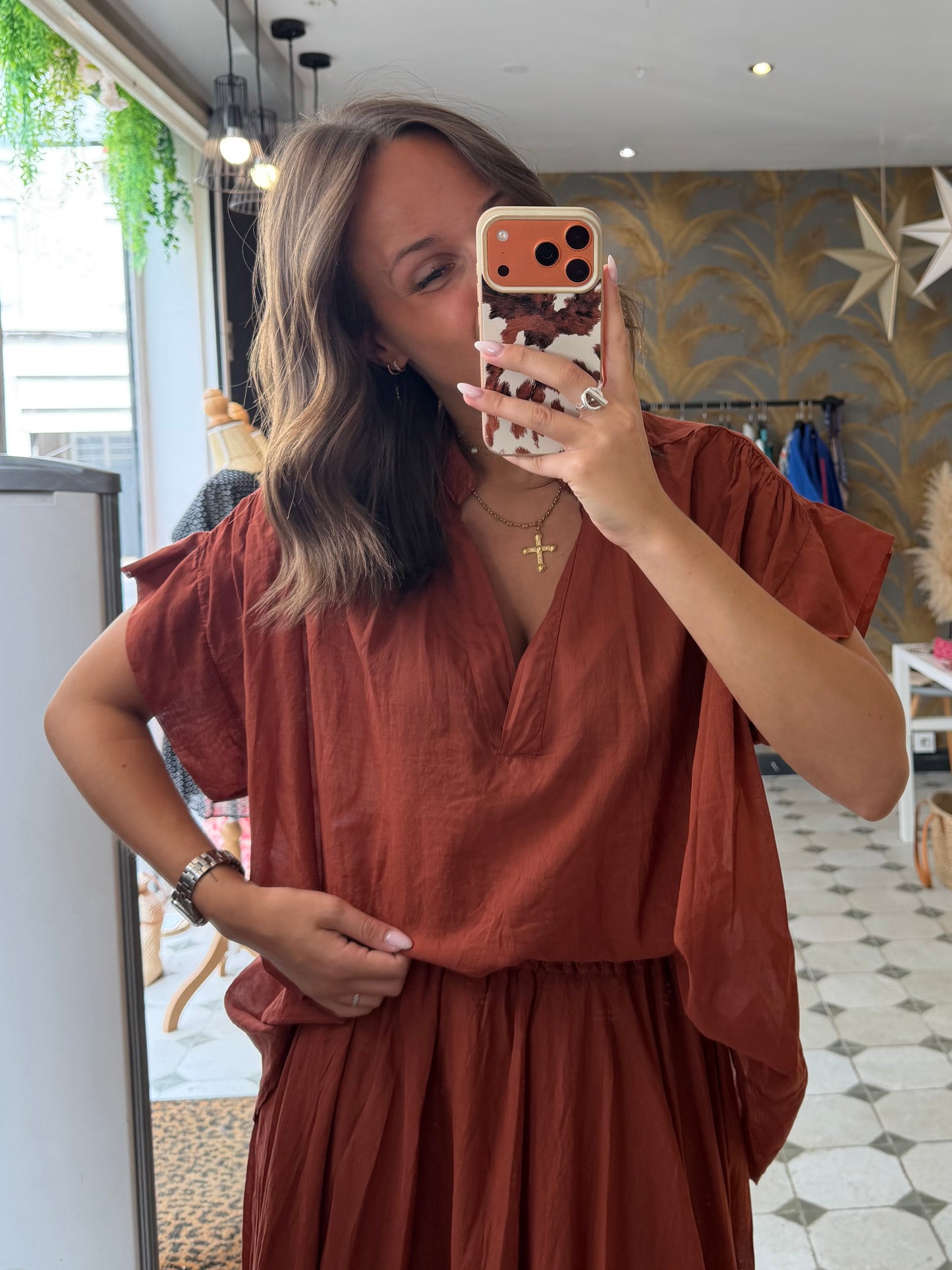 Blouse sans manches Lila terracotta - Johanna Paris