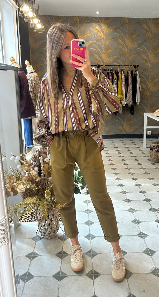 Pantalon en Toile moutarde - Johanna Paris