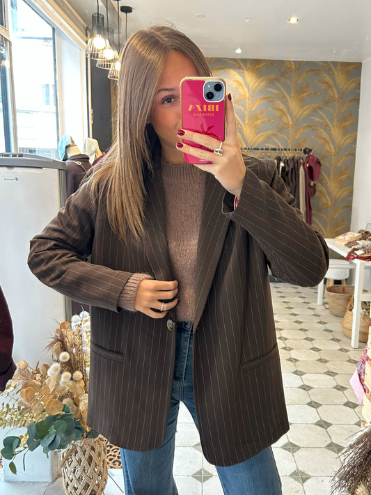 Blazer Scarlett chocolat à rayures