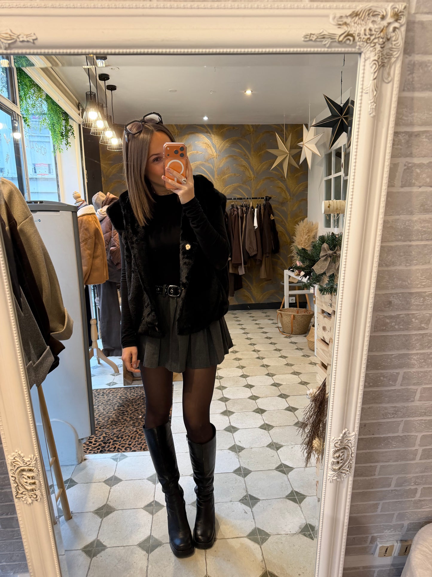 Gilet en fourrure Fara noir - Johanna Paris