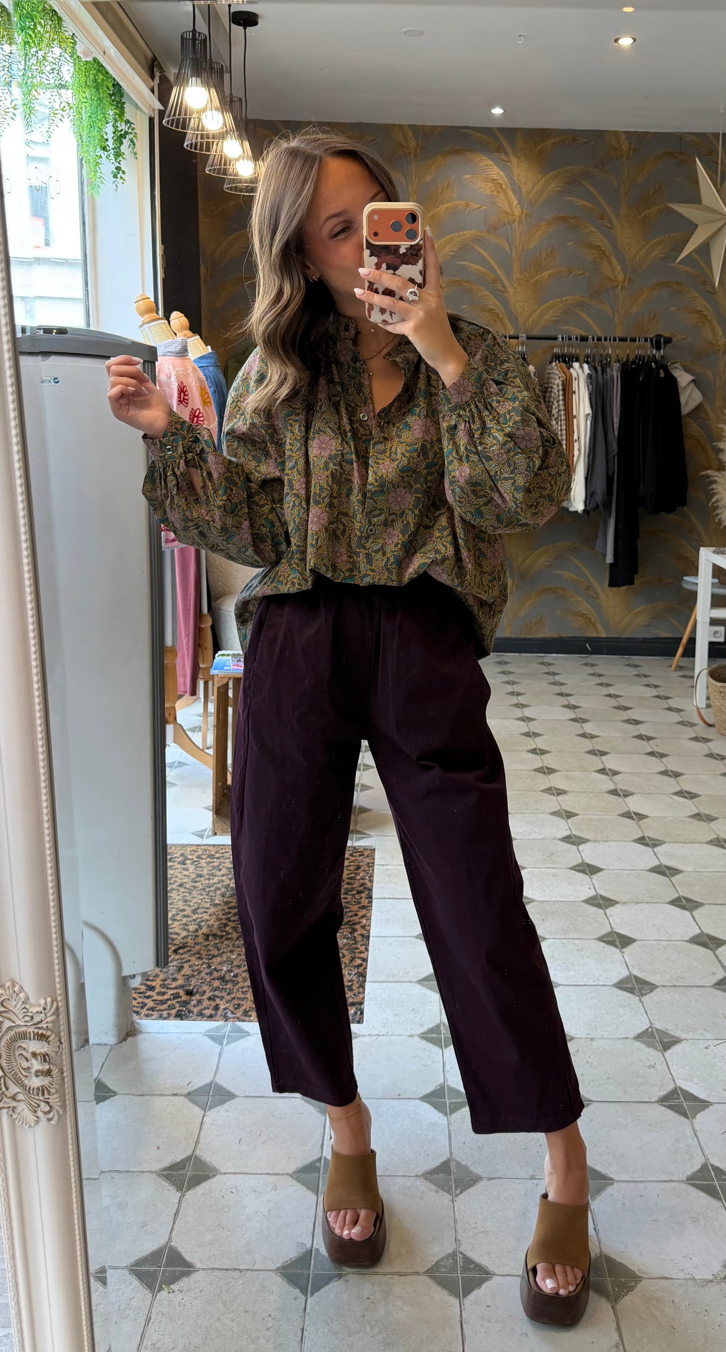 Pantalon Magique en toile prune - Johanna Paris