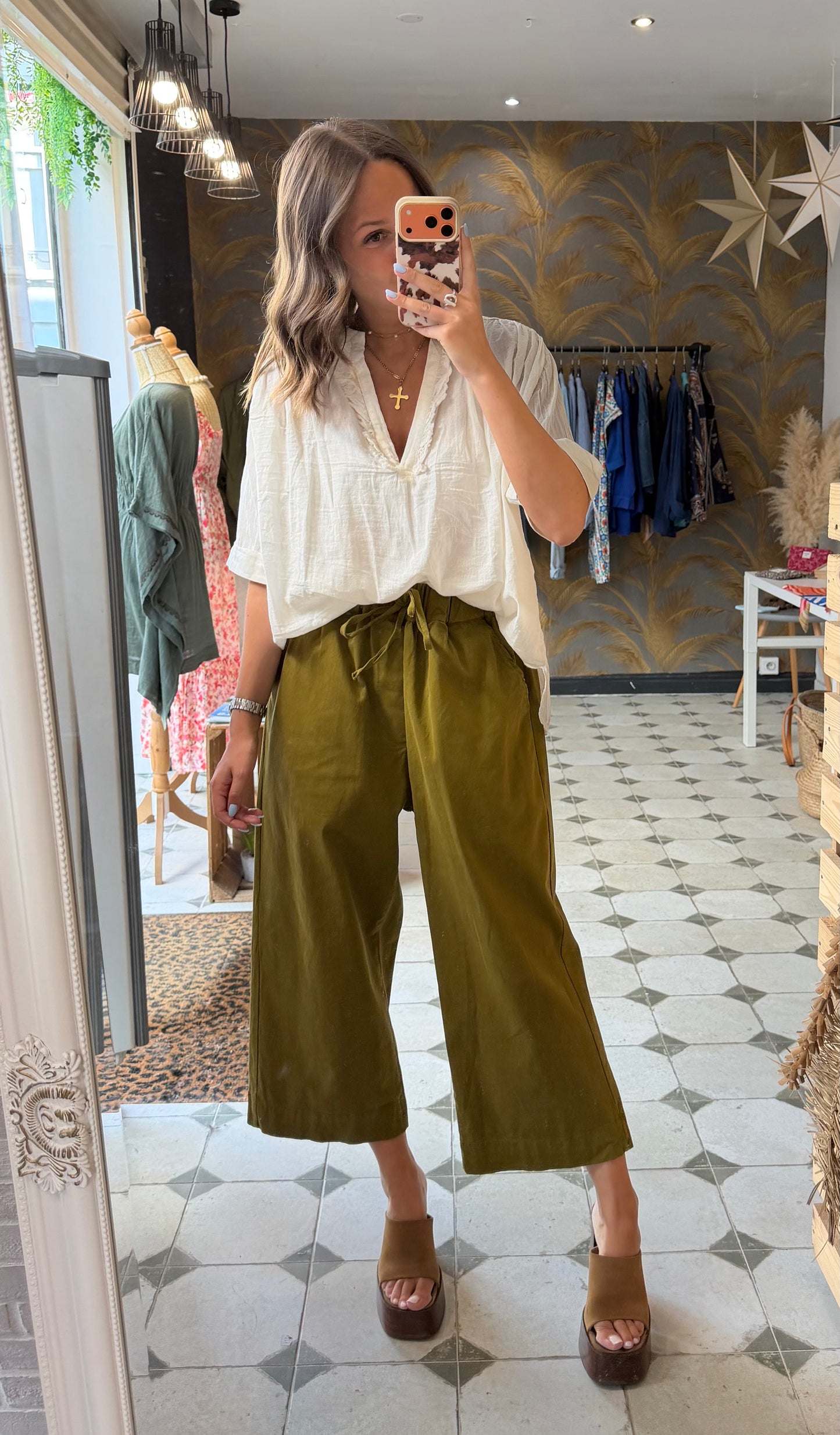 Blouse Aria manches courtes écru en coton - Johanna Paris
