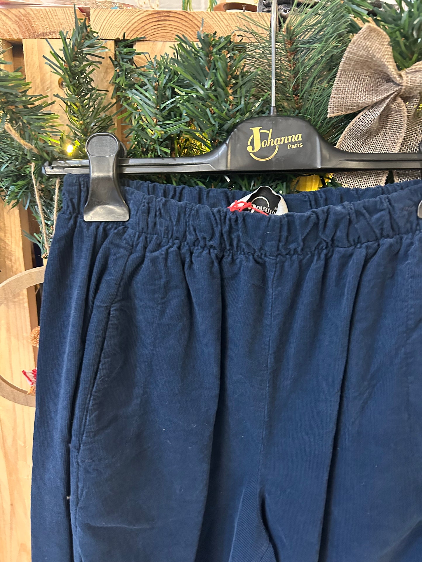 Pantalon Magique en velours bleu marine - Johanna Paris
