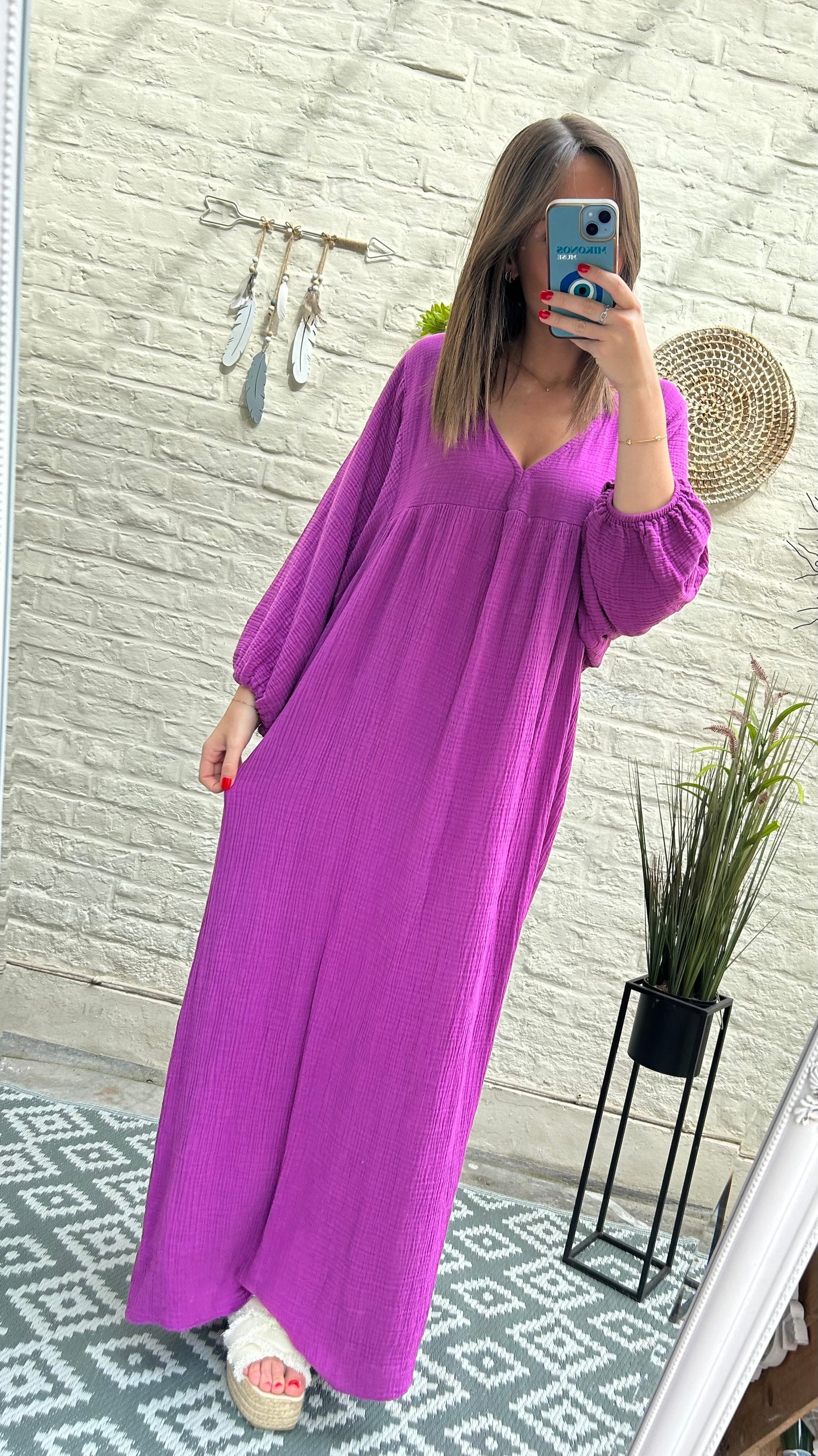 Robe longue en gaze de coton