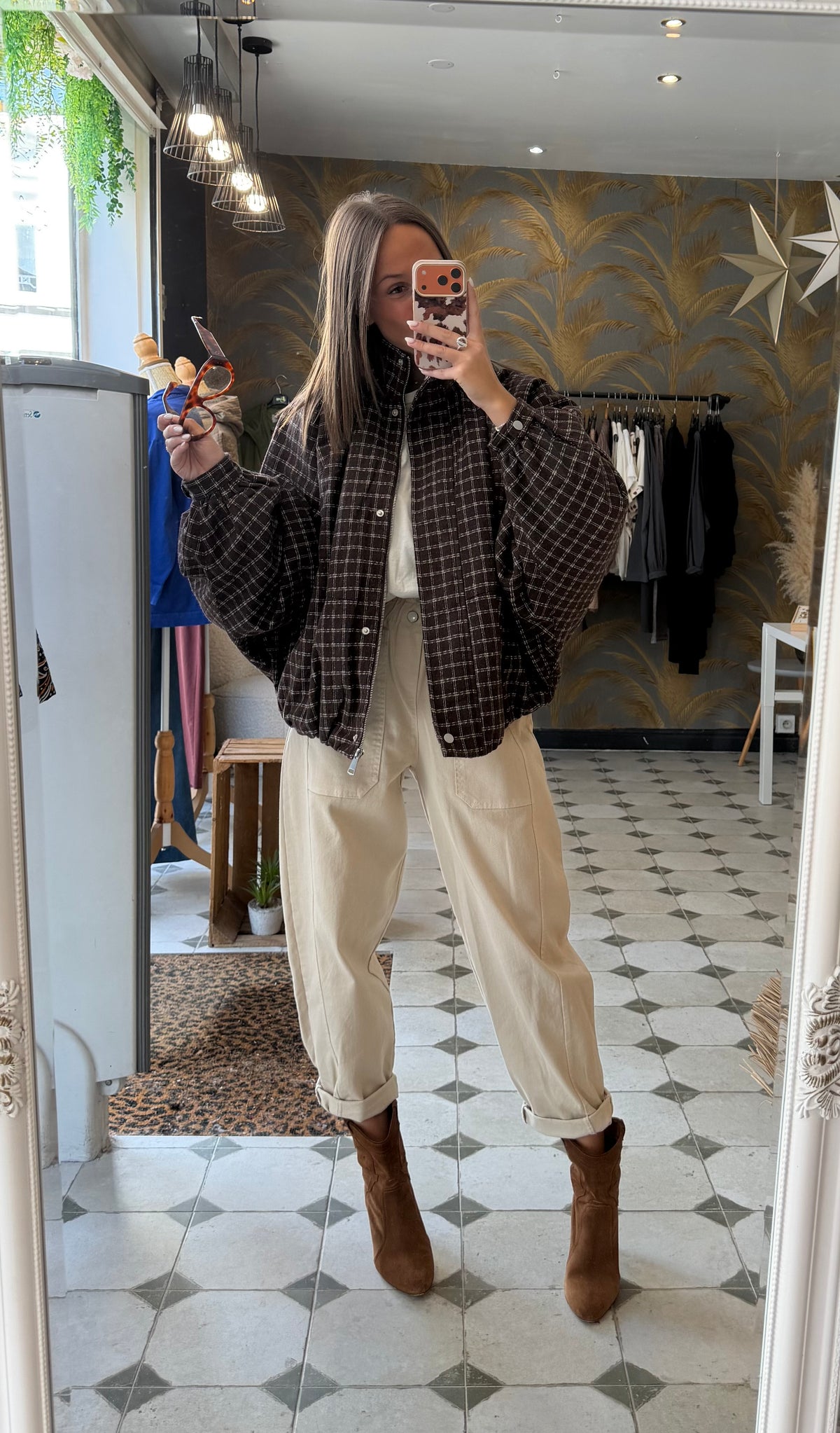 Blouson boule à carreaux - Johanna Paris