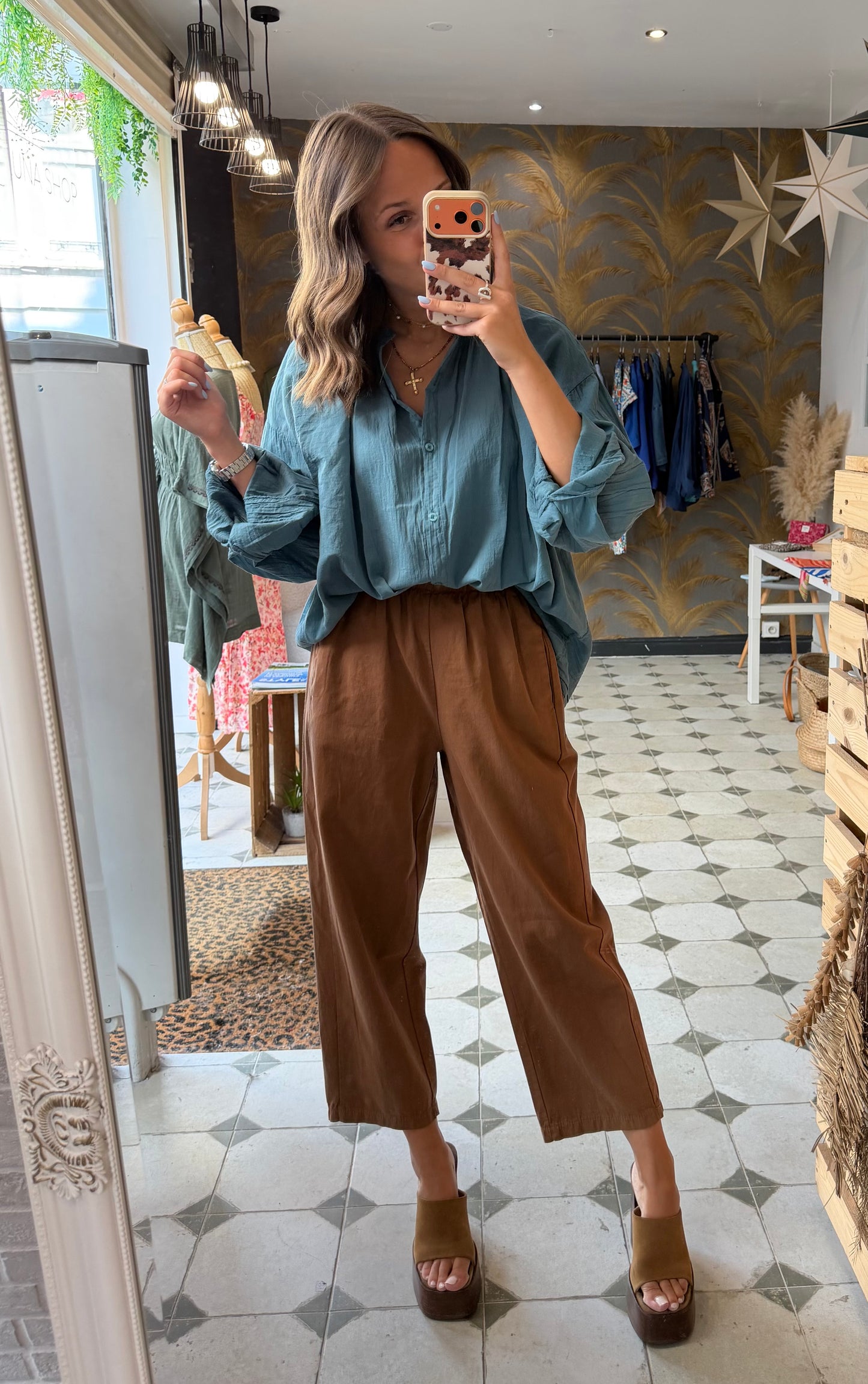 Pantalon Magique en toile mi-saison caramel - Johanna Paris