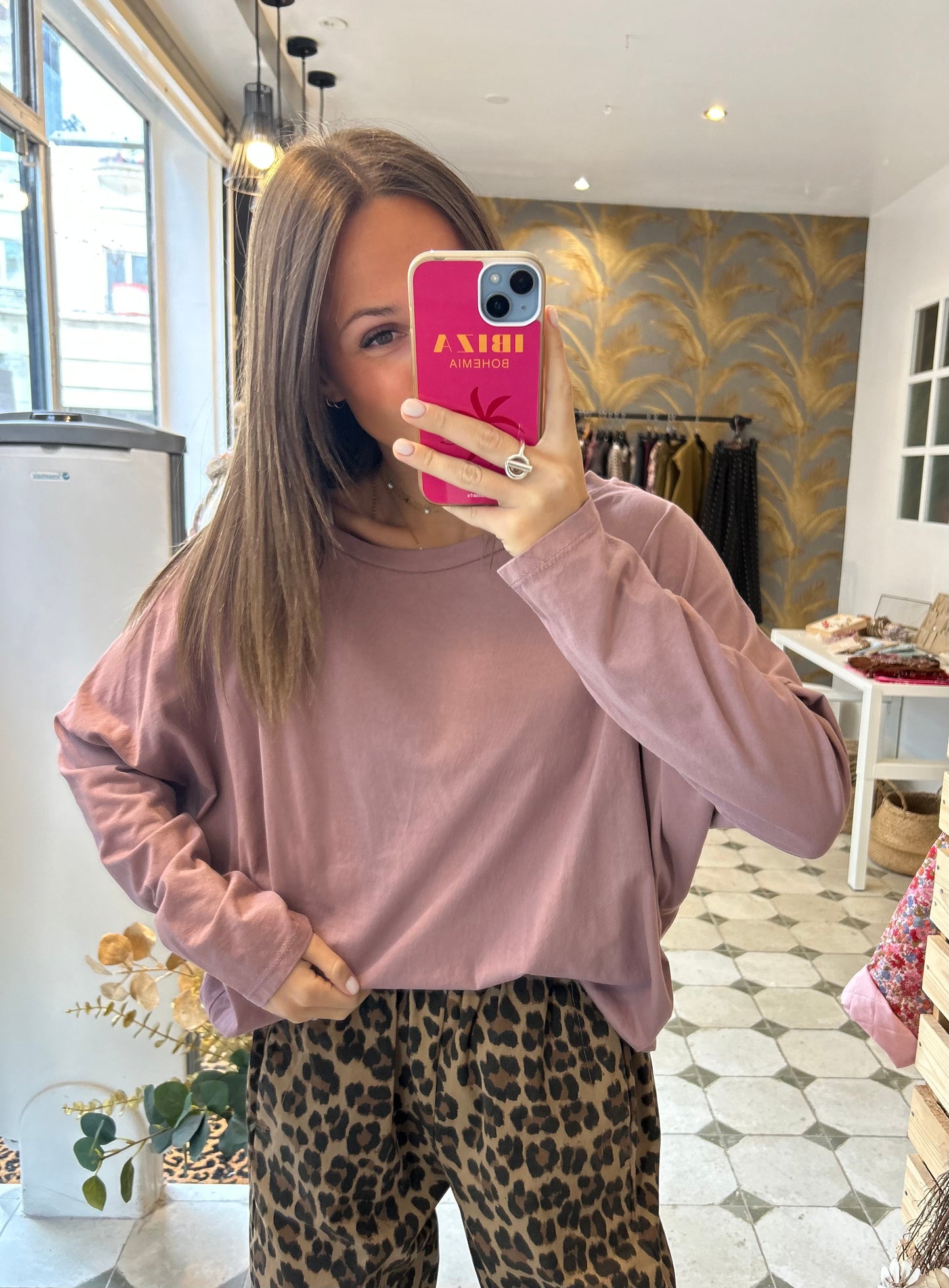 T-Shirt Col Bateau vieux rose - Johanna Paris