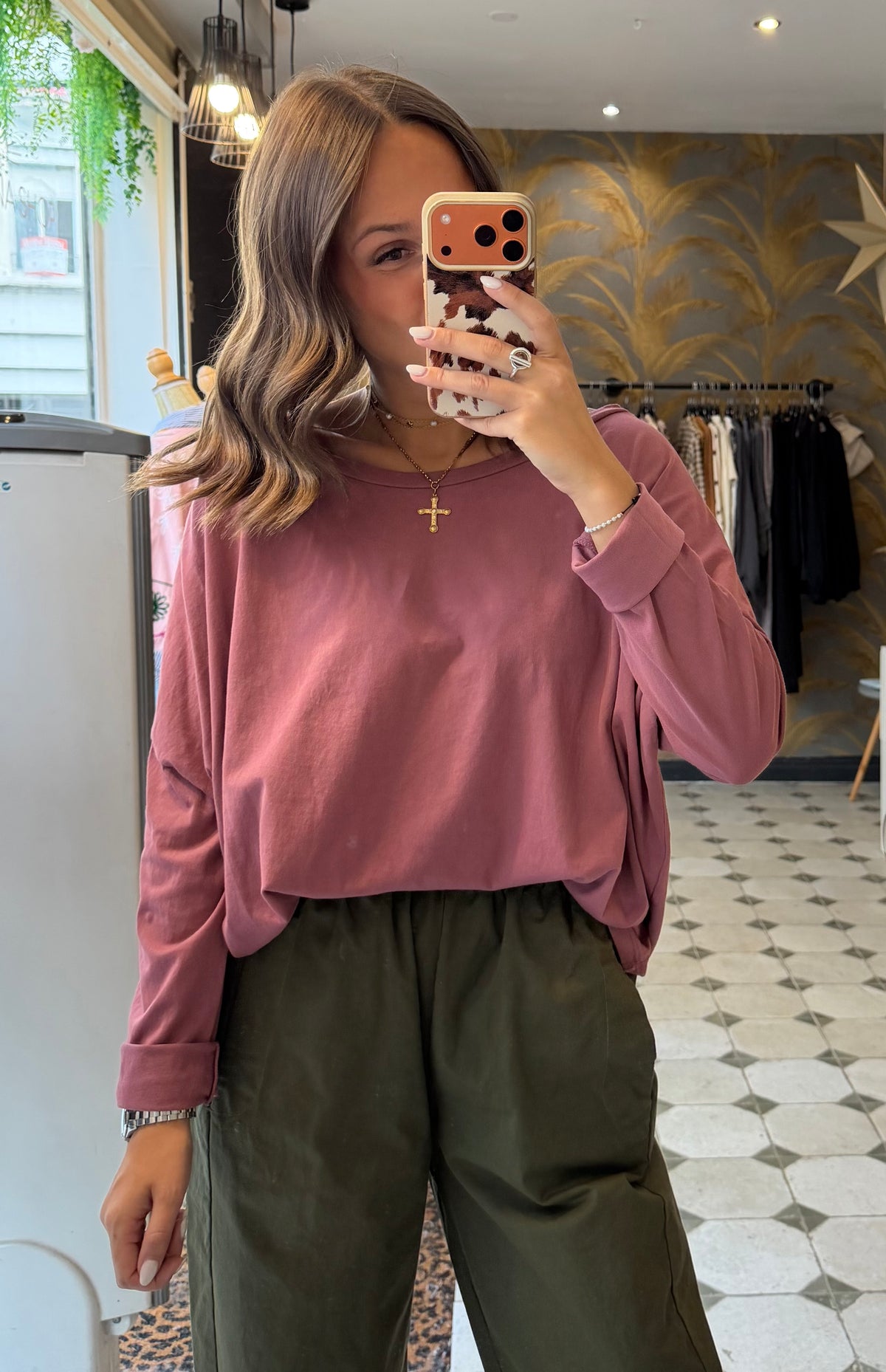 T-Shirt Col Bateau vieux rose - Johanna Paris