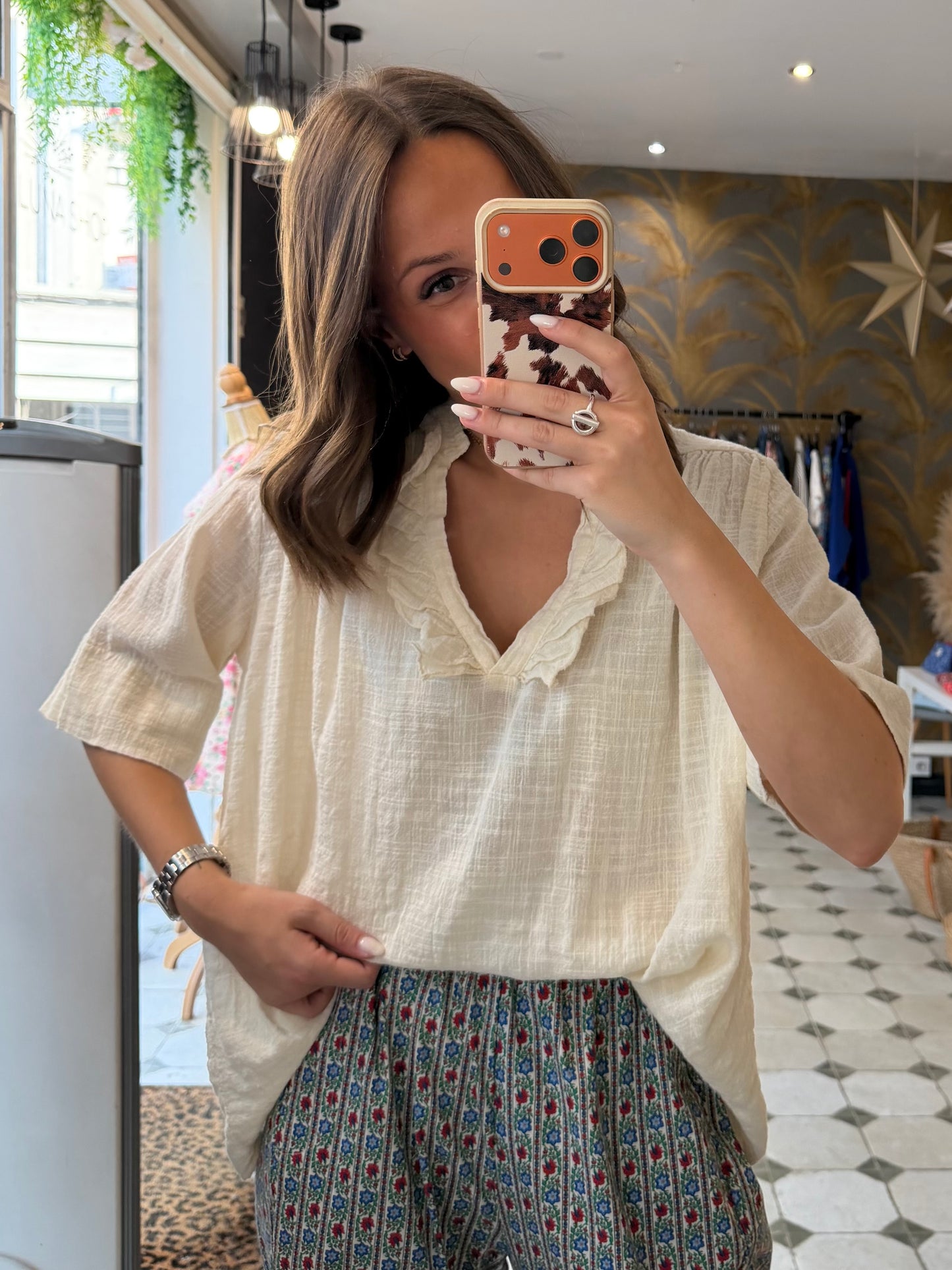 Blouse Aria manches courte écru - Johanna Paris