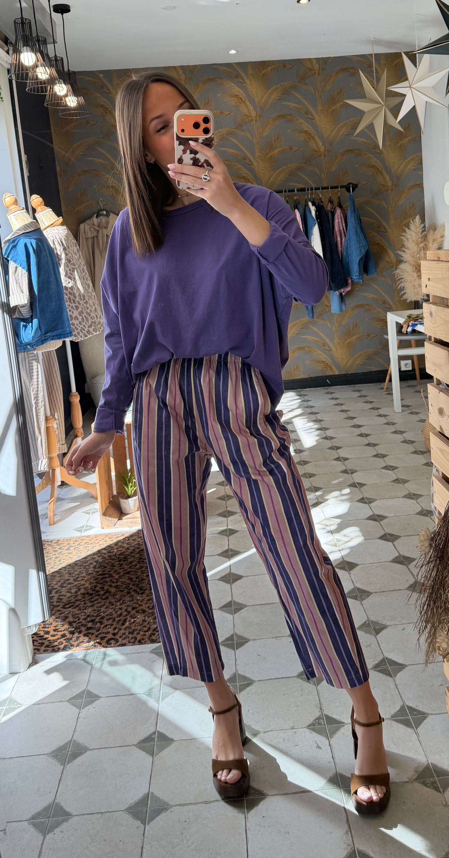 T-Shirt Col Bateau violet - Johanna Paris