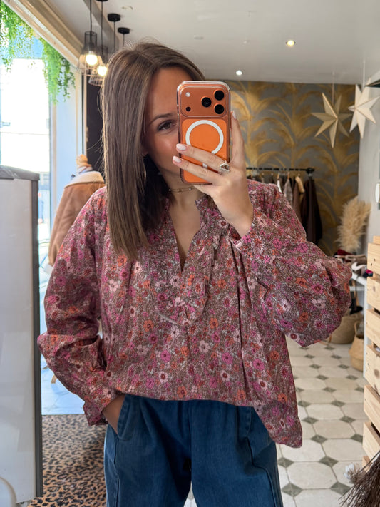 Blouse Flowers rose - Johanna Paris