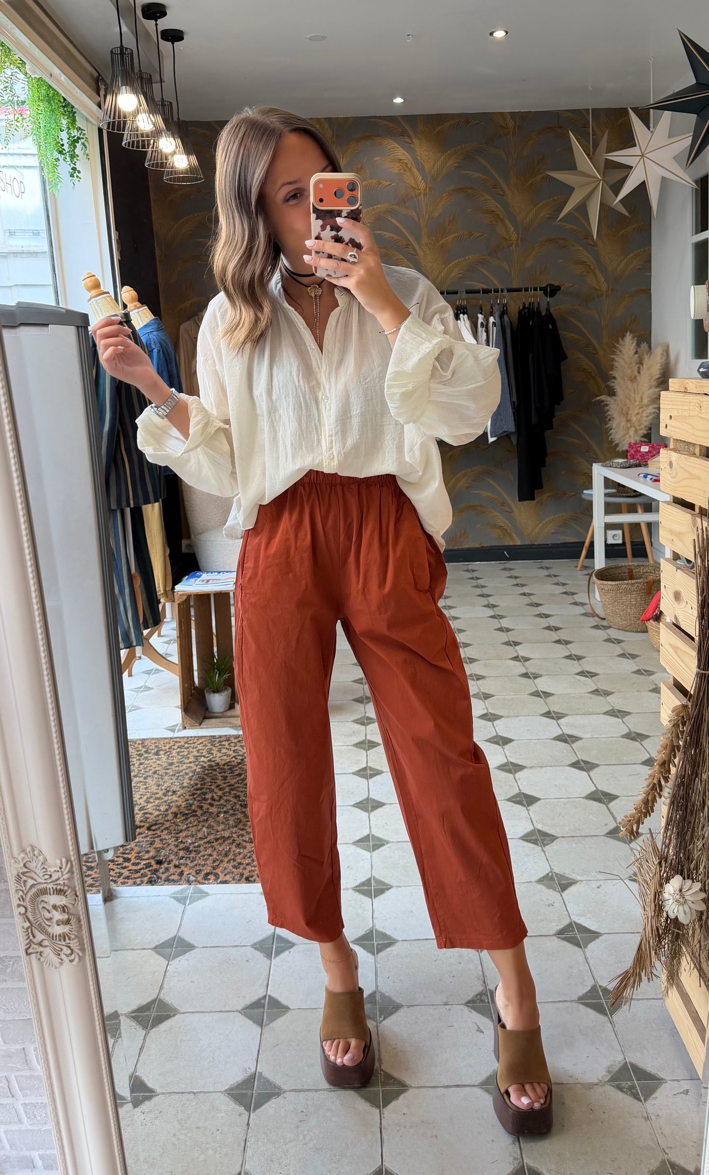 Pantalon Magique en toile brique - Johanna Paris