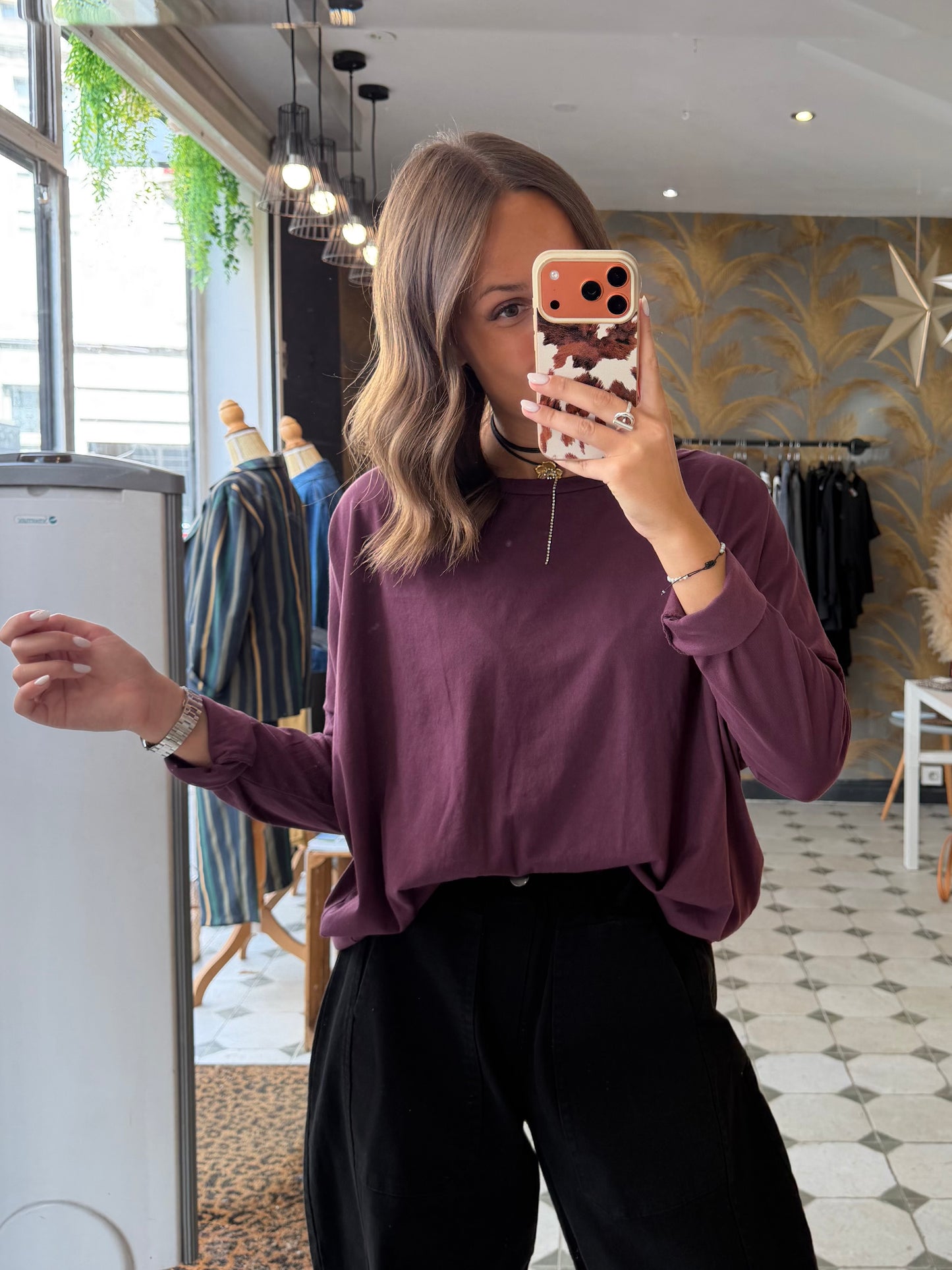 T-Shirt Col Bateau prune - Johanna Paris