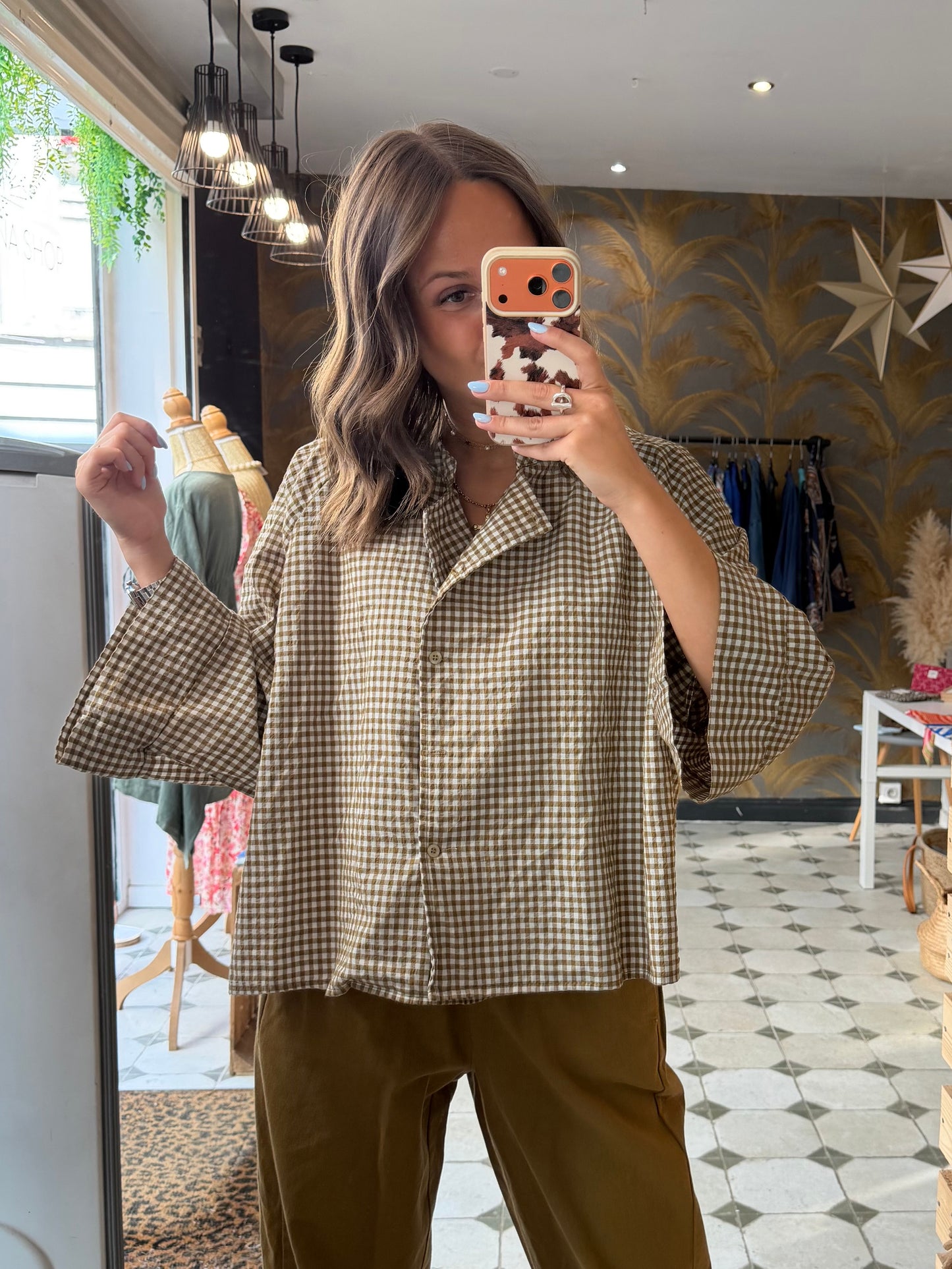 Blouse à carreaux caramel - Johanna Paris