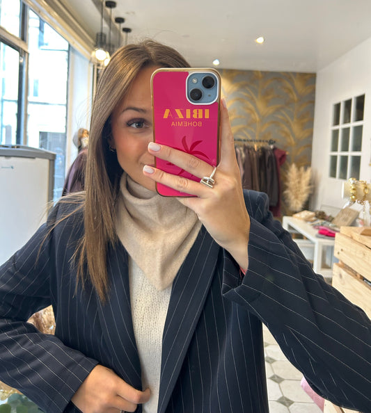 Foulard triangle en laine beige