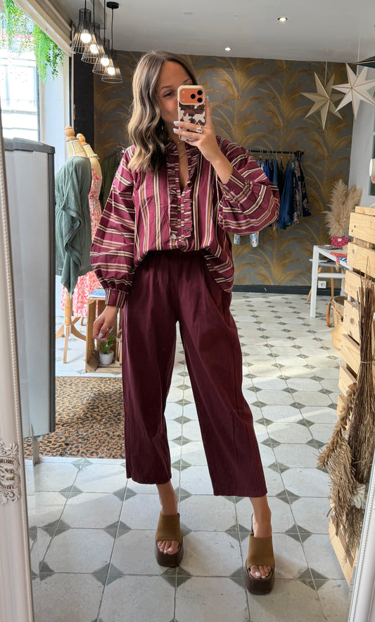 Pantalon Magique en toile mi-saison prune - Johanna Paris