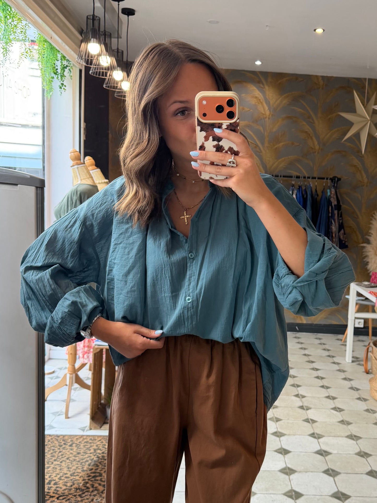 Chemise Clémentine bleu canard - Johanna Paris